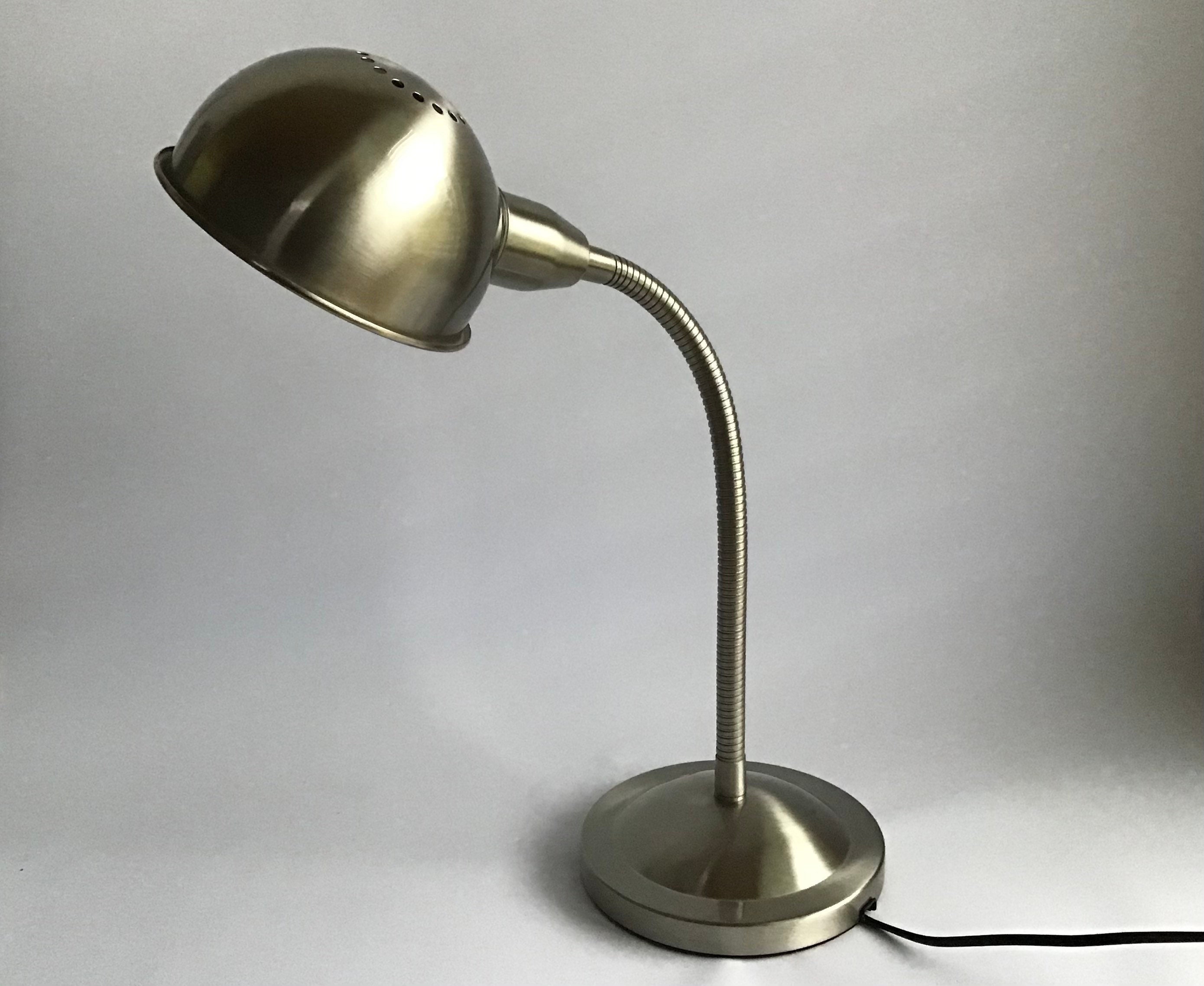 Vintage IKEA Swan Neck Silver Nickel Plated Work Lamp, Table Articulating  Lamp