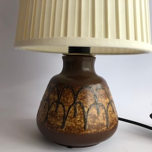 PAN ceramic, FAT lava, table lamp, without shade, mid century ceramic, brown, black, 70s, 22 cm