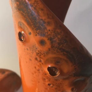 Set of 2 Vintage FAT Lava Vases, Orange, Vintage Vases