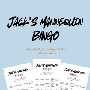 Jogo de Bingo Band Bingo Jack's Mannequin, presente para amantes de banda, divertido jogo de perguntas e respostas musicais para amigos