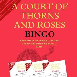 Book Club Bingo A Court of Thorns and Roses by Sarah J. Maas Bingo Game Gift for Book Lover Fun Spicy Trivia Game For Friend Gift for Her