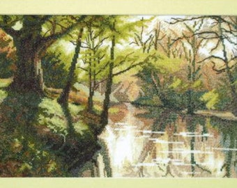 Landscape counted Cross stitch kit "Morning freshness" / nature embroidery / botanical cross stich embroidery kit