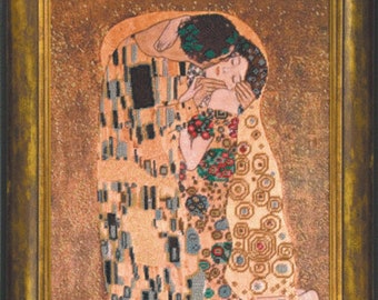 Bead embroidery kit Gustav Klimt The Kiss / Needlepoint kit DIY embroidery hand embroidery modern embroidery DIY gift