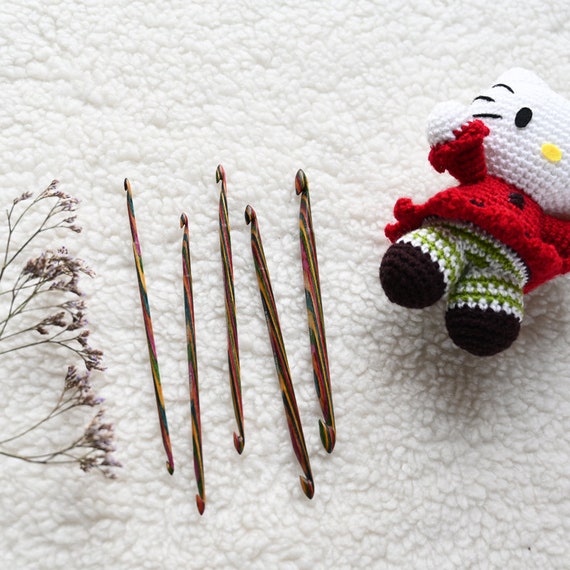 KnitPro Symfonie Wood Double Ended Crochet Hook Set 5 Hooks 10 Sizes 3mm -  8mm for sale online