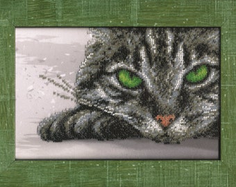 Cat Beading embroidery kit "Cutie pie"  / beading craft kit / seed bead embroidery /