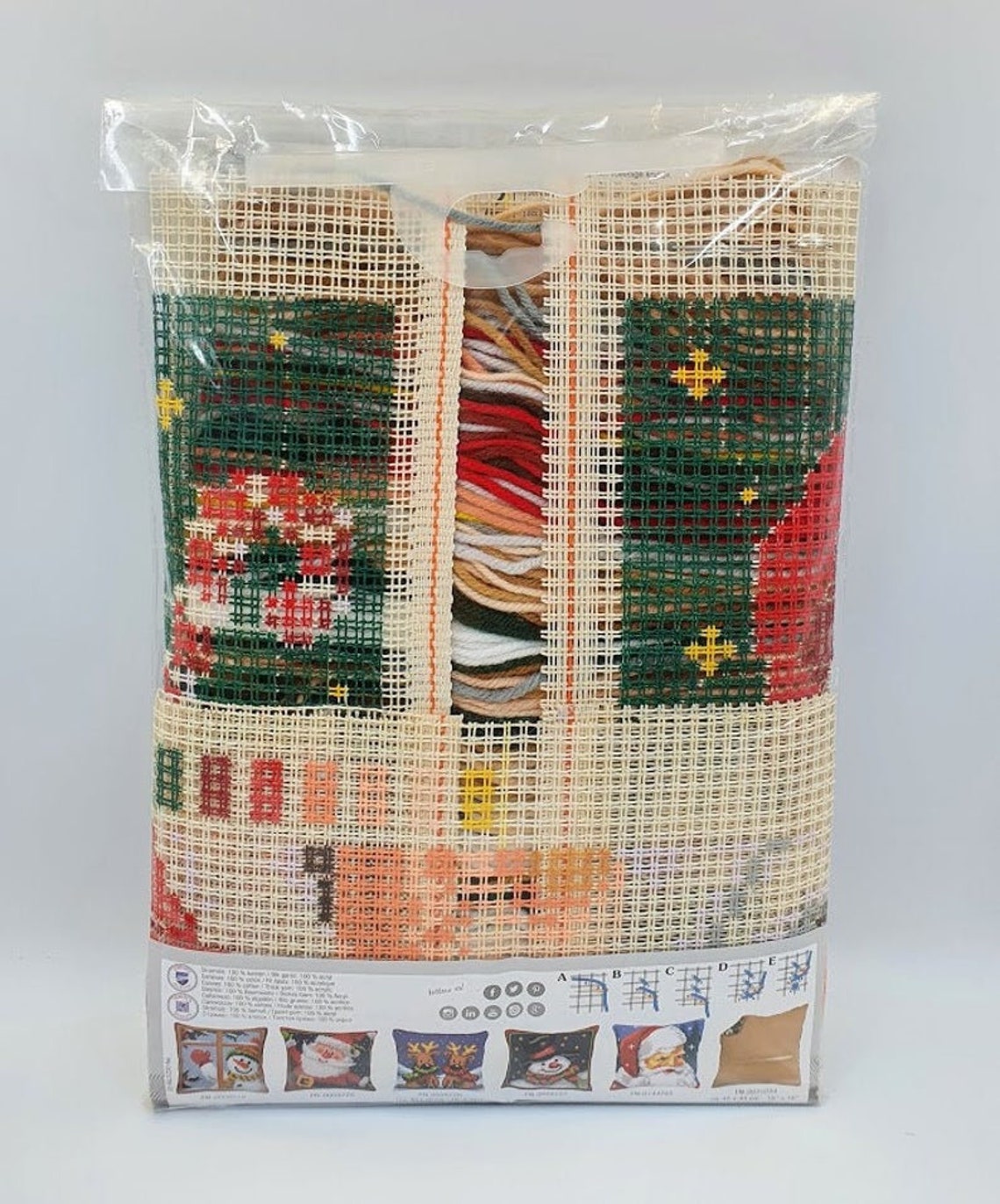 Christmas Santa pillow kit / DIY Needlepoint Pillow Kit Etsy