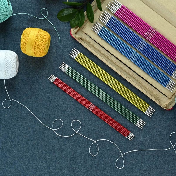 Double Pointed Knitting Needles Sets KnitPro Zing Coloured Aluminium Metal Knit Pins Sets, Sock Needle Set