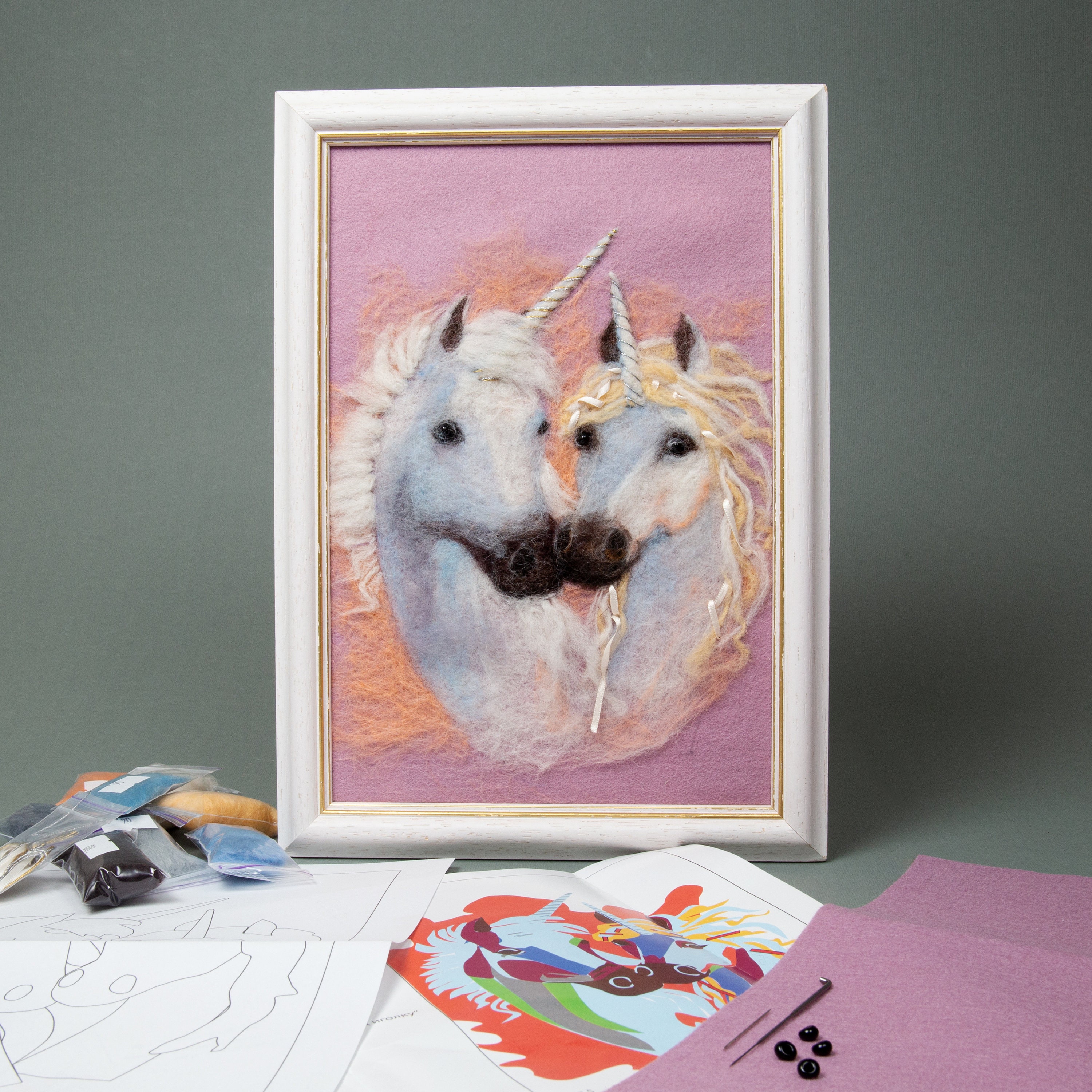 Unicorn Needle Felting Kit for Picture Unicorns in Love Etsy