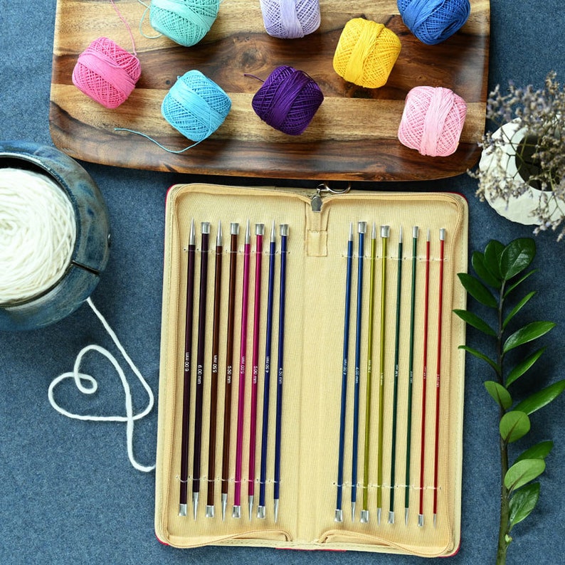Single Pointed Knitting Needles Sets KnitPro Zing Coloured Aluminium Metal Knit Pins Sets image 3
