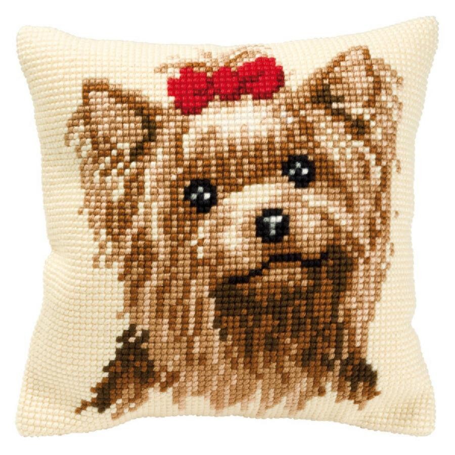 DIY Needlepoint Pillow Kit Vervaco Yorkshire Terrier / 40x40cm Etsy