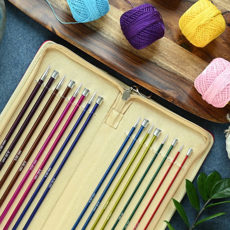 Single Pointed Knitting Needles Sets KnitPro Zing Coloured Aluminium Metal Knit Pins Sets image 2