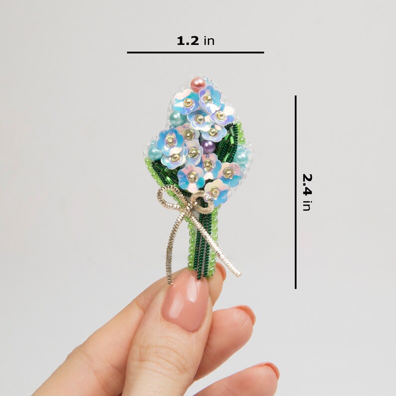 beaded flower kit DIY brooch bead embroidery KIT Forget-me-not beaded brooch kit Handmade Jewelry Forget-me-not brooch kit