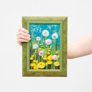 Flower needle Felting kit for picture Dandelions Charivna Mit / floral felting kit / dandelion craft kit / dandelion wall art