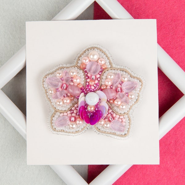 Diy broy broyée de perles Orchid kit broche perlée, kit broche orchidée, accessoires orchidée, bijoux orchidée, kit de fleurs perlées, kit broche