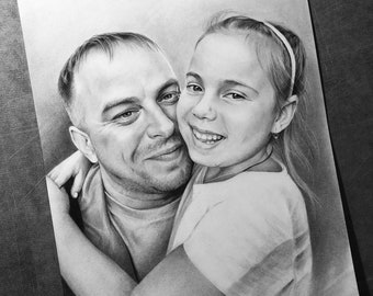 50th birthday gift for men, Custom Pencil Portrait From Photo, Family portrait, Couple Drawing Sketch, Personalized gift