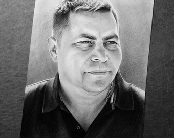 40th birthday gift for him, Custom Hand Drawn Pencil Portrait, Graphite Drawing from Photo, Realistic Portrait, Unique Gift