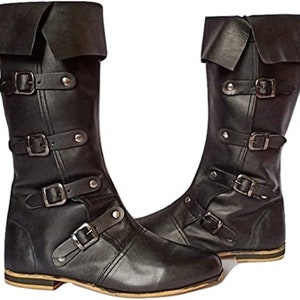 Medieval Leather Boots RENAISSANCE Viking Pirate Boots Mans, Black Leather boots Valentine's Day