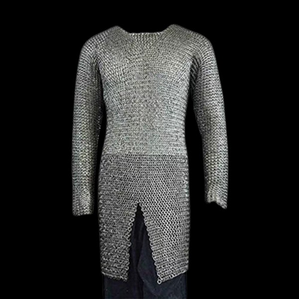 Chemise en cotte de mailles 9 mm plate rivetée avec chemise Warser Hubergion plate Noël artisanat médiéval cotte de mailles cadeau de Pâques