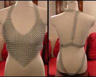 Chainmail Halter| Anodized Aluminum 10mm Ring | Regular Size Light Weight | Ladies Viking Costume | Sexy Handmade Top Easter day