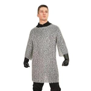 Details about / Halloween GiftFlat Riveted Flat Washer Chain mail 9 mm M Size Half Sleeve Black