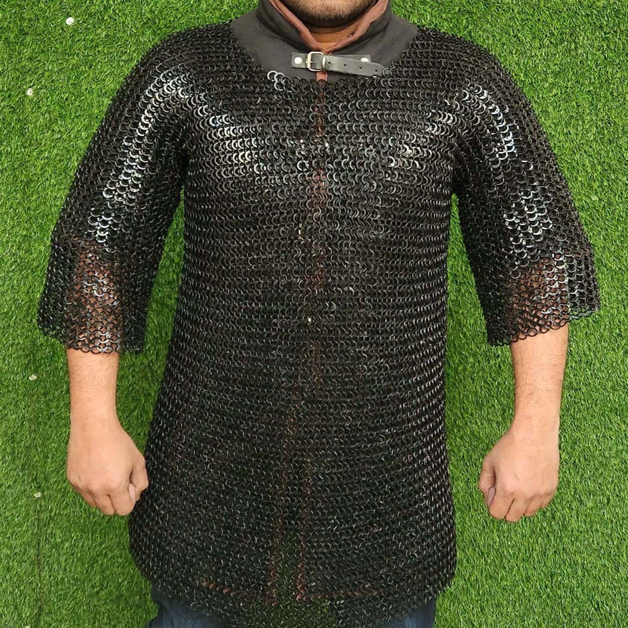 Medieval Chainmail Shirt Blackend 10mm Butted Chain Mail Costume