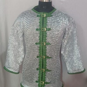 9 Mm Flat Riveted With Flat Washer Chain Mail Shirt Hauberk Full Sleeves  Shirt, Father Day Gift 