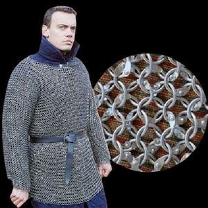 Cota de malla medieval remachada redonda de aluminio ligero de 9 mm Cota  de