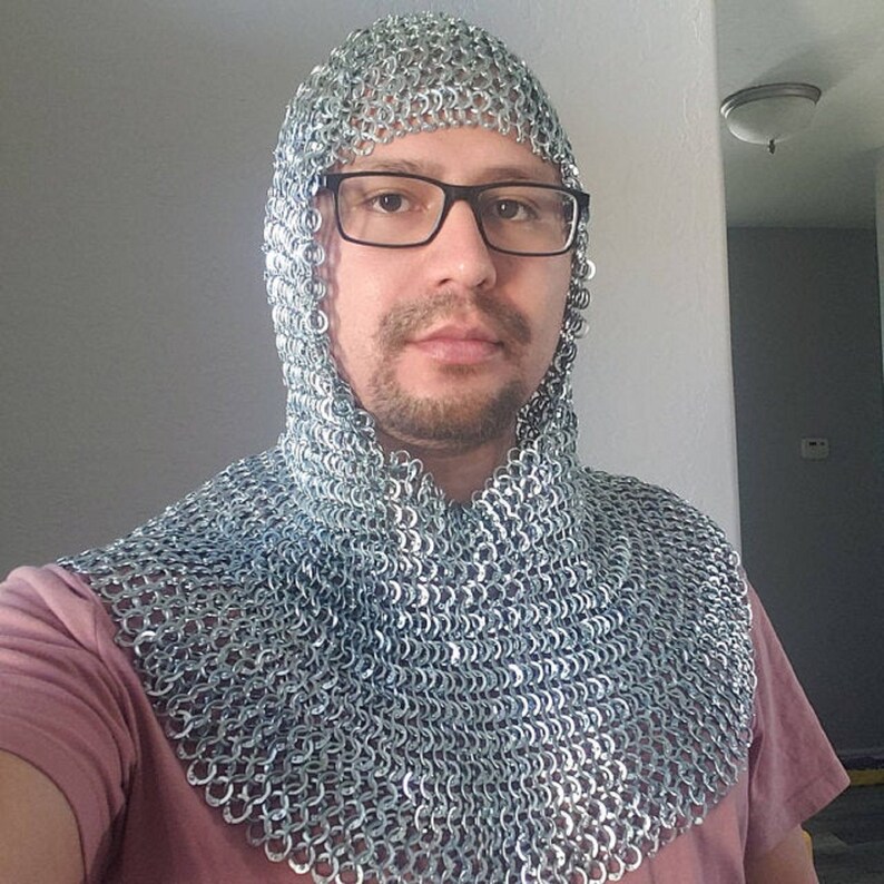 Medieval Chain mail Coif Flat Riveted With Flat Washer Chain Etsy