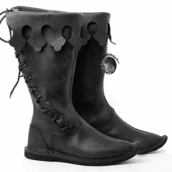 New Medieval Footwear Black Color Roman Shoes Reenactment Christmas Gift