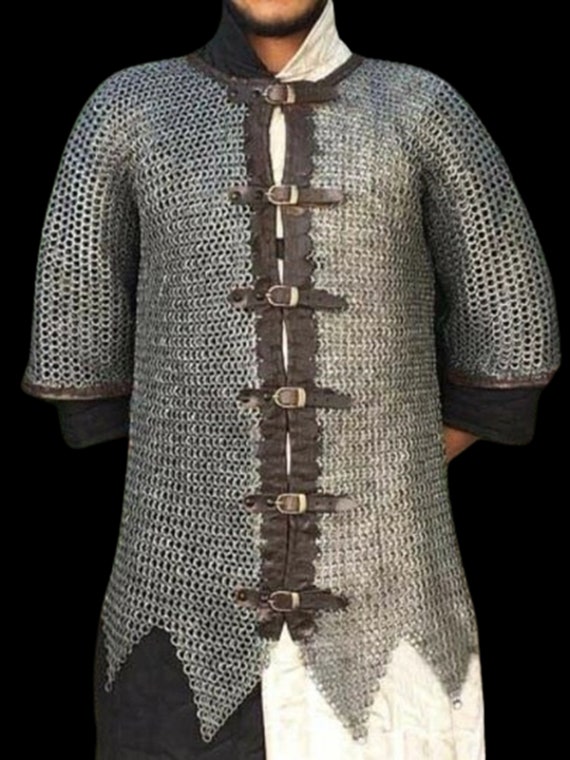 9 Mm Flat Riveted With Flat Washer Chain Mail Shirt Hauberk Full Sleeves  Shirt, Father Day Gift 