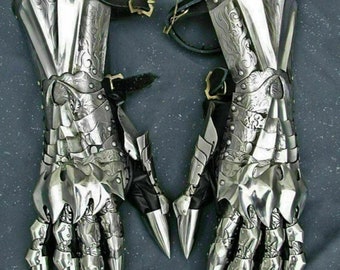 Nazgul Gauntlets Guanti per armatura medievale in acciaio ~ Signore degli Anelli Nazgul Fantasy Gioco di ruolo costume Regalo di Natale