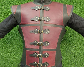 Medieval Reinforced leather Jerkin for men - A Larp, Fantasy Cosplay Viking Reenactment Original Leather Armor Best Halloween Gift