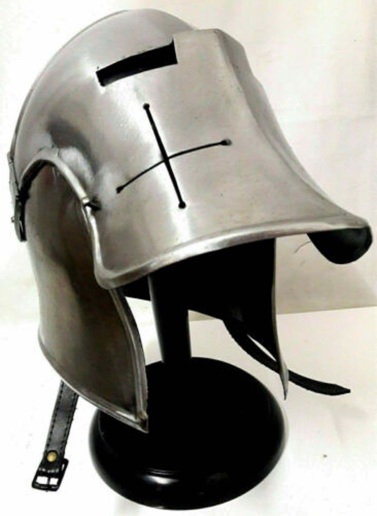 Medieval Barbute Helmet Visored Brushed Steel Knights Armory Etsy