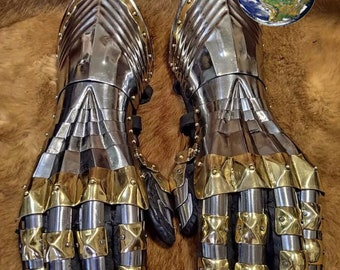 Brass Gauntlets , Medieval Polished Knights Gauntlets, Gothic Gloves , Gothic Costume Halloween Gift