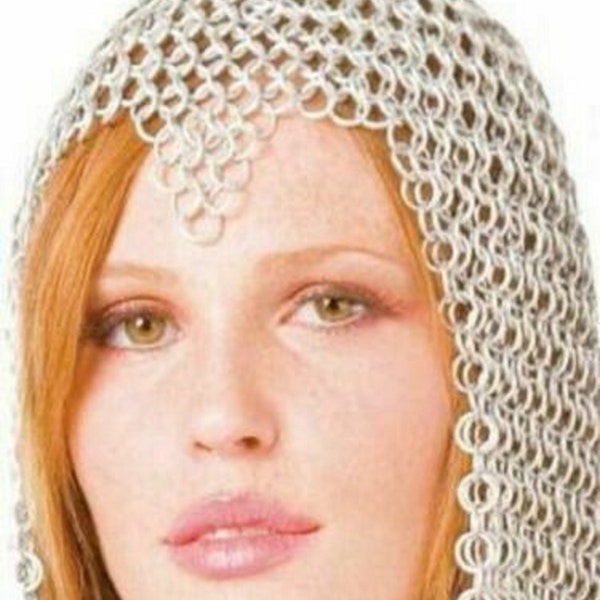 Aluminum ,Chainmail Hood, Chainmail Coif , Reenactment Armor party wear hood best Easter Gift