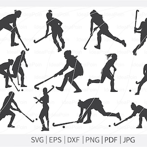 Feldhockey SVG, Feldhockey spieler Svg, Frau Feldhockey Spieler Silhouette, Feldhockey Silhouetten, Cut Files für Bastler, Cameo fil