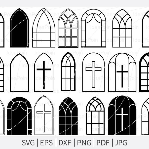 Church Windows svg, Gothic Windows svg, Gothic svg, Windows svg, Church Windows Frame, Windows Clipart, Windows Silhouette, Windows Vector