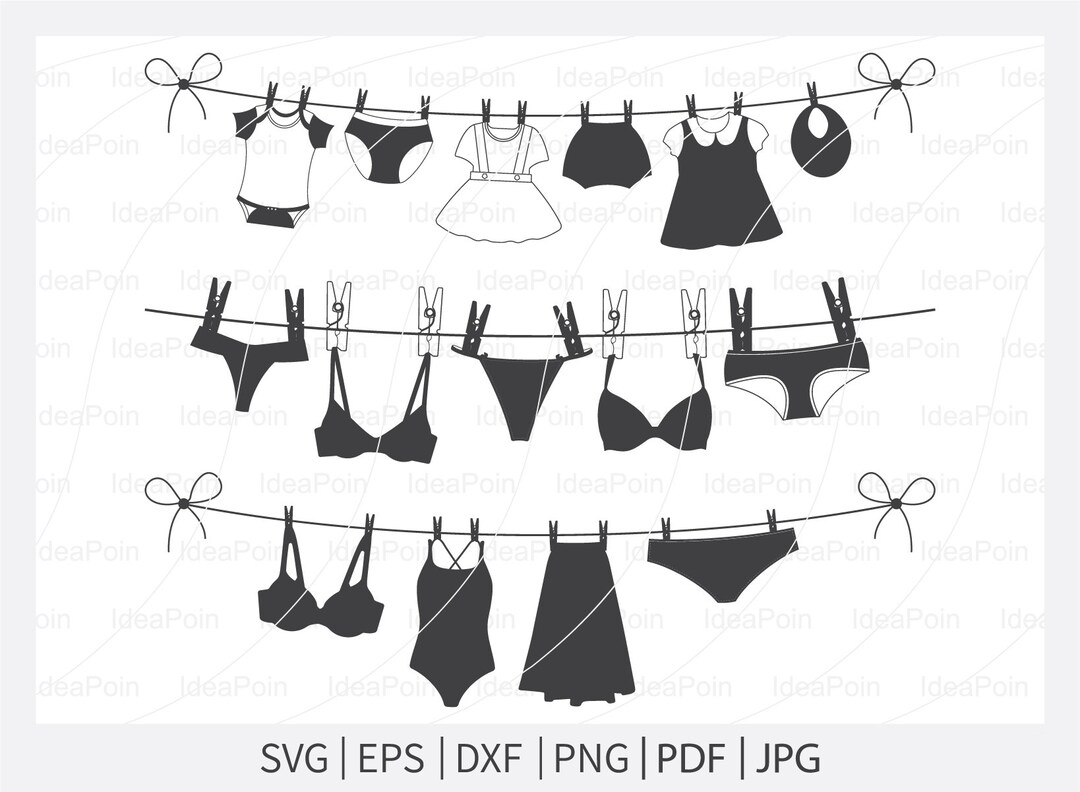 Clothesline Svg, Line of Clothes Svg, Women Clothesline Svg