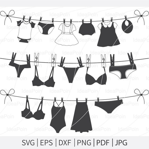Clothesline svg, Line of Clothes svg, women Clothesline svg, Clothesline silhouettes, Clothesline svg, Drying Clothes svg, Cut files for