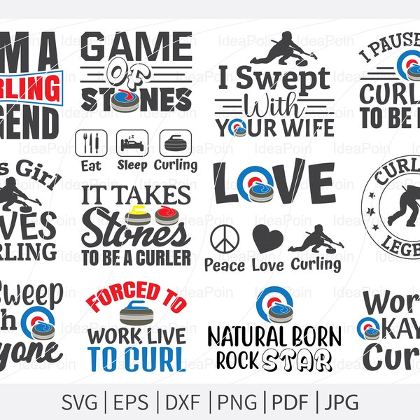 Curling Sport svg, Curling T-shirt Design, Curling Legende svg, Curling Zitate, Cut Files for Crafters, Curling Wintersport svg