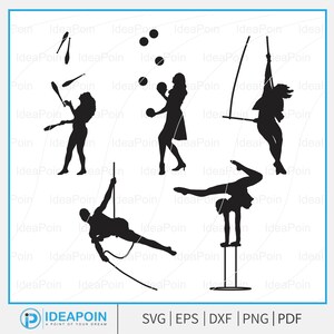 Circus Svg, Circus Silhouette, Circus SVG Bundle, Aerial Acrobat Vector ...