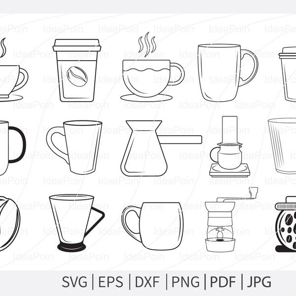 Coffee Svg, Coffee Cup Outline Svg, coffee cups Svg, Coffee Outline Svg, Paper Coffee Cup SVG, Coffee Clipart, Coffee Vector File For Cricut