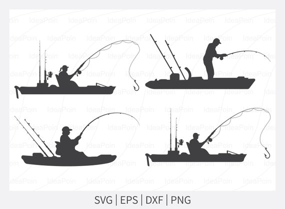 Kayak Fishing SVG, Kayak Fisherman Svg, Kayak Fishing Silhouette