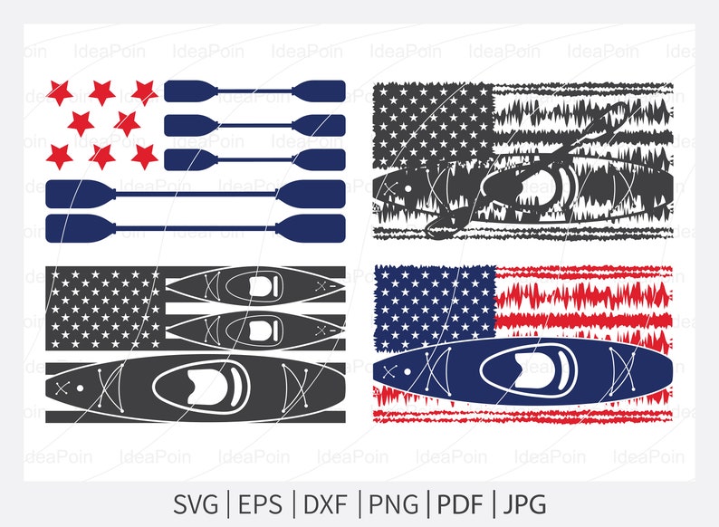 Kayak Svg Kayak SVG USA Flag Kayak Paddle Patriotic USA Etsy