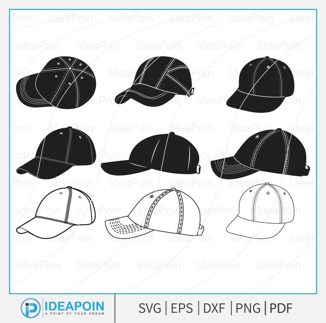 Cap Svg, Baseball Cap SVG Bundle, Baseball Cap Silhouette, Cap Clipart ...