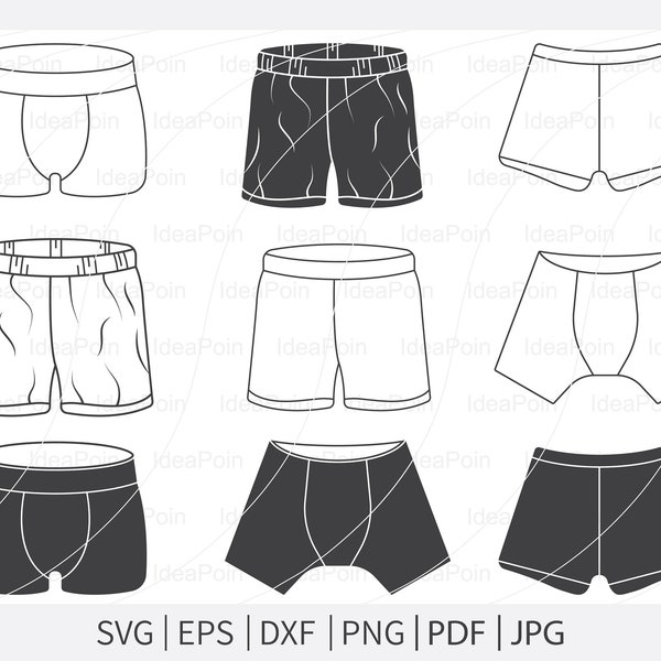 Underwear SVG, Men underwear svg file, Men underwear boxer shorts svg, boxer Underwear PNG, Underwear Cut files for Cricut. Silhouette, eps