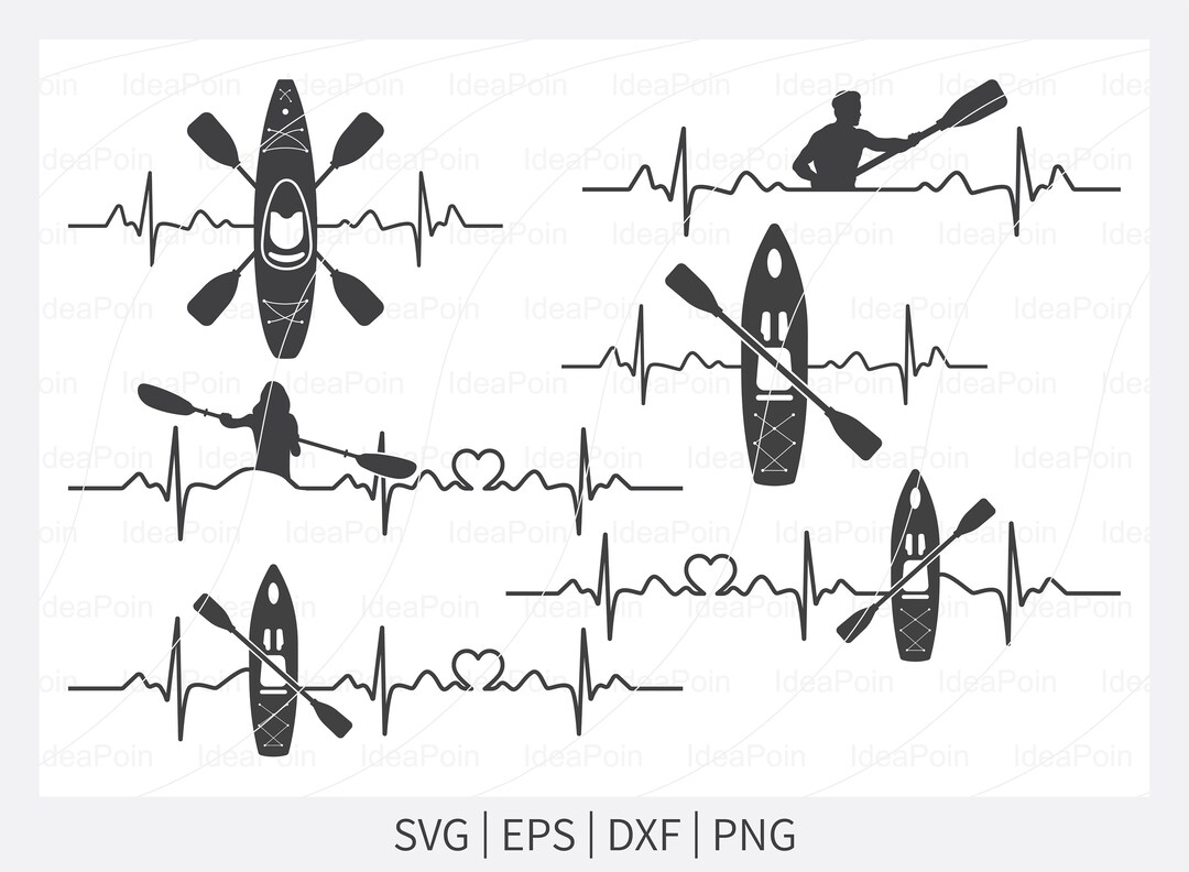 Kayak Life SVG, Kayak Life Heartbeat SVG File, Kayaking Silhouette