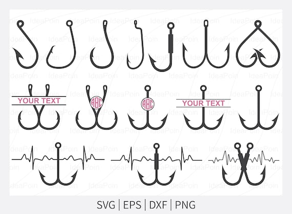 Fishing Hook SVG, Fish Hook Svg, Fish Hook Monogram Svg, Fishing Heartbeat  Svg, Cricut Fishing, Fish Hook Cut File, Fish Svg File, Hook Sv -   Canada