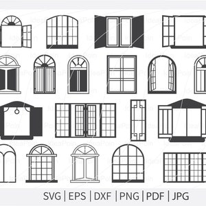 Windows バンドル SVG、Windows SVG、ウィンドウ フレーム PNG、ケースメント SVG、Cricut 用ウィンドウ ファイル、Windows ベクター、Windows クリップアート、Windows シルエット