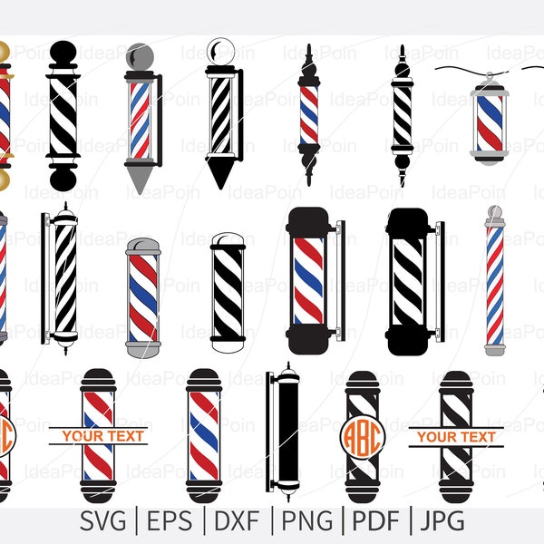 Barber's Pole svg, Barber's Pole Monogram, Barber's Pole Clipart, Barber's Pole Silhouette, Barber's Pole split monogram, Barber's Pole svg